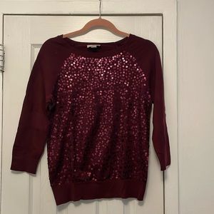 Loft Plum Sequin sweater GUC